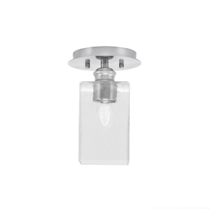 Edge 1 Light Semi-Flush, Brushed Nickel Finish, 4" Square Clear Bubble Glass (1160-BN-530)