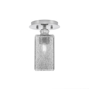 Edge 1 Light Semi-Flush, Brushed Nickel Finish, 3.5" Square Smoke Bubble Glass (1160-BN-542)