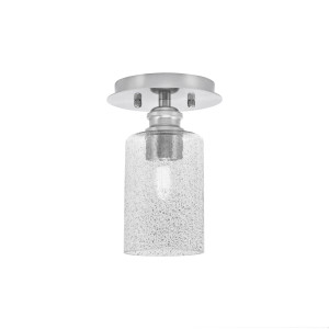 Edge 1 Light Semi-Flush, Brushed Nickel Finish, 4" Smoke Bubble Glass (1160-BN-3002)