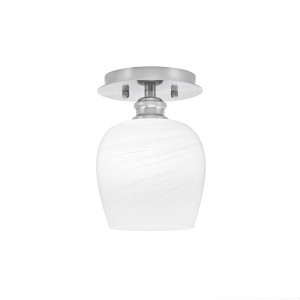 Edge 1 Light Semi-Flush, Brushed Nickel Finish, 6" White Marble Glass (1160-BN-4811)