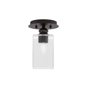 Edge 1 Light Semi-Flush, Espresso Finish, 4" Square Clear Bubble Glass (1160-ES-530)