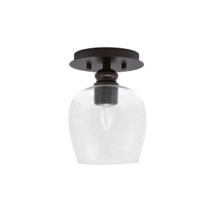 Edge 1 Light Semi-Flush, Espresso Finish, 6" Clear Bubble Glass (1160-ES-4810)