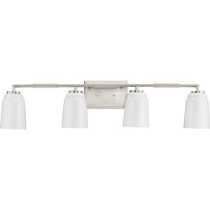 Spenser Collection Four-Light Brushed Nickel Industrial Vanity Light (P300506-009)