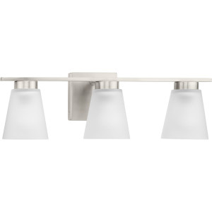 Tanner Collection Three-Light Brushed Nickel Transitional Vanity Light (P300501-009) Tanner Collection Three-Light Brushed Nickel Transitional Vanity Light (P300501-009)