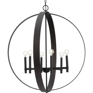 Allegheny Collection Six-Light Matte Black Rustic Modern Pendant (P400392-31M)