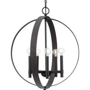 Allegheny Collection Five-Light Matte Black Rustic Modern Pendant (P400391-31M) Allegheny Collection Five-Light Matte Black Rustic Modern Pendant (P400391-31M)