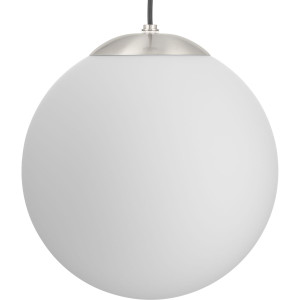 Atwell Collection Brushed Nickel and Opal Glass Globe Large Hanging Pendant Light (P500463-009) Atwell Collection Brushed Nickel and Opal Glass Globe Large Hanging Pendant Light (P500463-009)