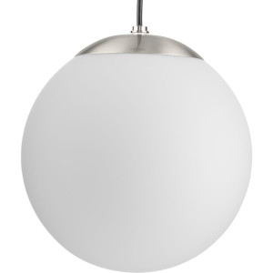Atwell Collection Brushed Nickel and Opal Glass Globe Medium Hanging Pendant Light (P500462-009)