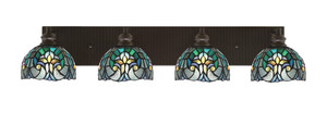 Edge 4 Light Bath Bar, Espresso Finish, 7" Turquoise Cypress Art Glass (1164-ES-9925) Edge 4 Light Bath Bar, Espresso Finish, 7" Turquoise Cypress Art Glass (1164-ES-9925)