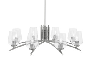 Kurve 8 Light Chandelier, Graphite Finish, 5" Clear Bubble Glass  (3708-GP-210)
