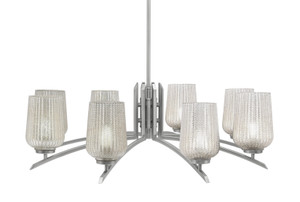 Kurve 8 Light Chandelier, Graphite Finish, 5" Silver Textured Glass (3708-GP-4253)