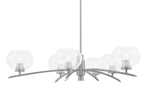 Kurve 6 Light Chandelier, Graphite Finish, 7" Clear Bubble Glass (3746-GP-202)