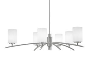 Kurve 6 Light Chandelier, Graphite Finish, 4" White Muslin Glass (3746-GP-310)