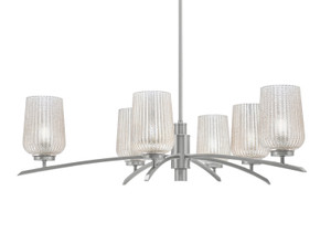 Kurve 6 Light Chandelier, Graphite Finish, 5" Silver Textured Glass (3746-GP-4253)