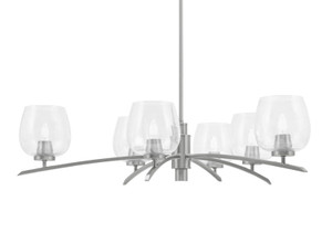 Kurve 6 Light Chandelier, Graphite Finish, 6" Clear Bubble Glass (3746-GP-4810)