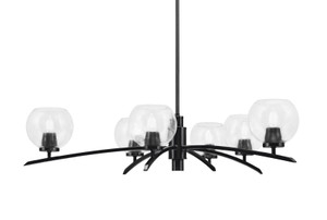 Kurve 6 Light Chandelier, Matte Black Finish, 5.75" Clear Bubble Glass (3746-MB-4100)