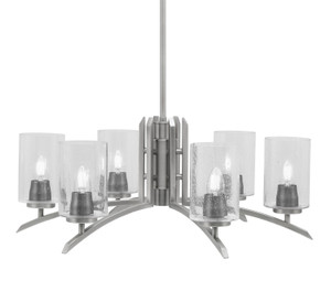 Kurve 6 Light Chandelier, Graphite Finish, 4" Clear Bubble Glass (3706-GP-300)