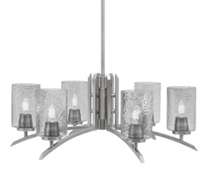 Kurve 6 Light Chandelier, Graphite Finish, 4" Smoke Bubble Glass (3706-GP-3002)