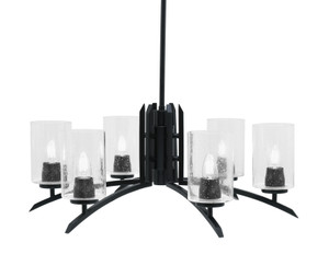 Kurve 6 Light Chandelier, Matte Black Finish, 4" Clear Bubble Glass (3706-MB-300)