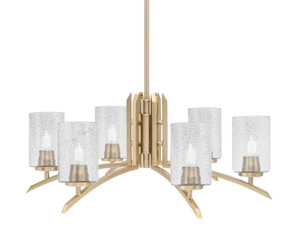 Kurve 6 Light Chandelier, New Age Brass Finish, 4" Smoke Bubble Glass (3706-NAB-3002)