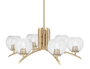 Kurve 6 Light Chandelier, New Age Brass Finish, 5.75" Smoke Bubble Glass (3706-NAB-4102)