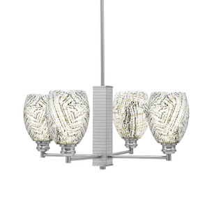 Edge 4 Light Chandelier, Brushed Nickel Finish, 5" Natural Fusion Glass (1154-BN-5054)