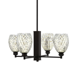 Edge 4 Light Chandelier, Espresso Finish, 5" Natural Fusion Glass (1154-ES-5054)