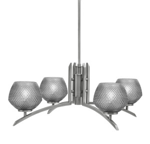 Kurve 4 Light Chandelier, Graphite Finish, 6" Smoke Textured Glass (3704-GP-4622)