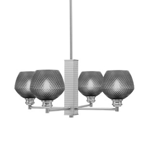 Edge 4 Light Chandelier, Brushed Nickel Finish, 6" Smoke Textured Glass (1154-BN-4622)