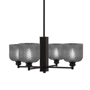 Edge 4 Light Chandelier, Espresso Finish, 6" Smoke Textured Glass (1154-ES-4612)