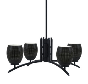 Kurve 4 Light Chandelier, Matte Black Finish, 5" Black Matrix Glass (3704-MB-4029)