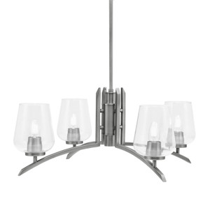 Kurve 4 Light Chandelier, Graphite Finish, 5" Clear Bubble Glass (3704-GP-210)