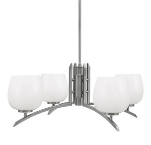 Kurve 4 Light Chandelier, Graphite Finish, 6" White Marble Glass (3704-GP-4811)