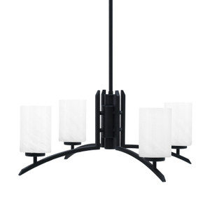 Kurve 4 Light Chandelier, Matte Black Finish, 4" White Marble Glass (3704-MB-3001)