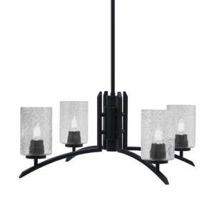 Kurve 4 Light Chandelier, Matte Black Finish, 4" Smoke Bubble Glass (3704-MB-3002)