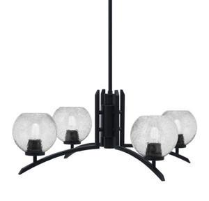 Kurve 4 Light Chandelier, Matte Black Finish, 5.75" Smoke Bubble Glass (3704-MB-4102)