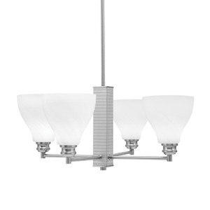 Edge 4 Light Chandelier, Brushed Nickel Finish, 6.25" White Marble Glass (1154-BN-4761)