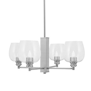 Edge 4 Light Chandelier, Brushed Nickel Finish, 6" Clear Bubble Glass (1154-BN-4810)