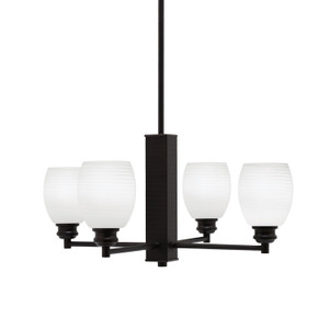Edge 4 Light Chandelier, Espresso Finish, 5" White Linen Glass (1154-ES-615)