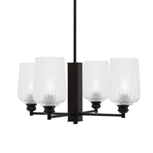 Edge 4 Light Chandelier, Espresso Finish, 5" Clear Textured Glass (1154-ES-4250)
