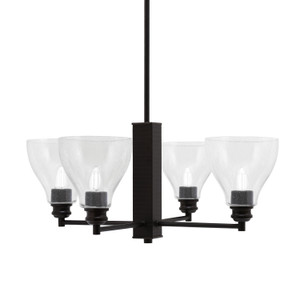 Edge 4 Light Chandelier, Espresso Finish, 6.25" Clear Bubble Glass (1154-ES-4760)
