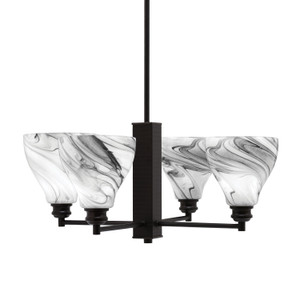 Edge 4 Light Chandelier, Espresso Finish, 6.25" Onyx Swirl Glass (1154-ES-4769)