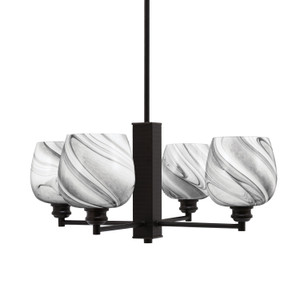 Edge 4 Light Chandelier, Espresso Finish, 6" Onyx Swirl Glass (1154-ES-4819)