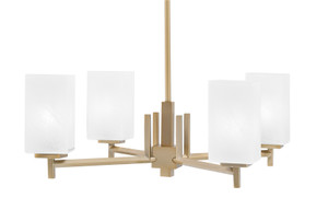 Franklin 4 Light, Chandelier, New Age Brass Finish, 3.5" Square White Marble Glass (1204-NAB-541)