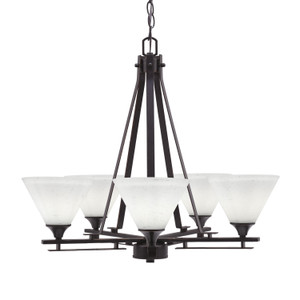 Uptowne 5 Light, Uplight, Chandelier, Dark Granite Finish, 7" White Muslin Glass (325-DG-312)