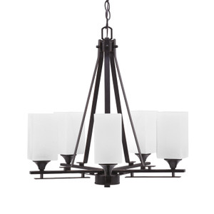 Uptowne 5 Light, Uplight, Chandelier, Dark Granite Finish, 3.5" Square White Marble Glass (325-DG-541)
