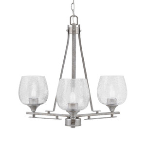 Uptowne 3 Light, Uplight, Chandelier, Aged Silver Finish, 6" Smoke Bubble Glass (323-AS-4812)