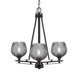 Uptowne 3 Light, Uplight, Chandelier, Dark Granite Finish, 6" Smoke Textured Glass (323-DG-4602)