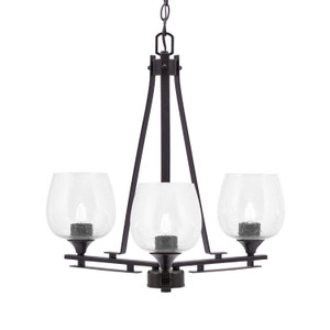 Uptowne 3 Light, Uplight, Chandelier, Dark Granite Finish, 6" Clear Bubble Glass (323-DG-4810)