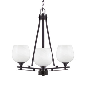 Uptowne 3 Light, Uplight, Chandelier, Dark Granite Finish, 6" White Marble Glass  (323-DG-4811)